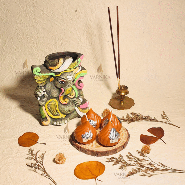 Brown Modak Candles Set of 4 - Chocolate Fragrance