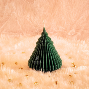green origami tree candle