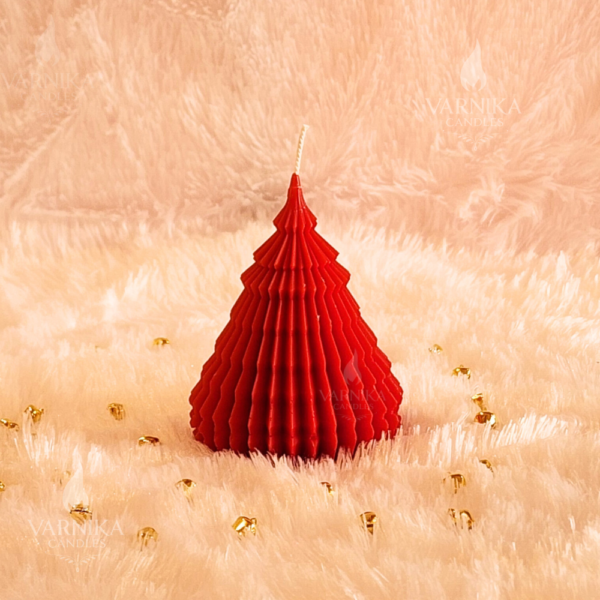 red origami tree candle