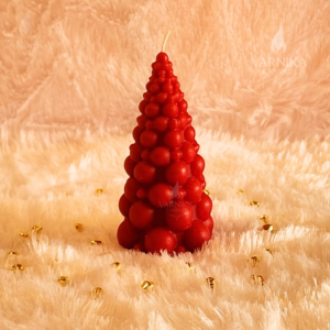 red Bubble Christmas Tree Candle