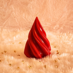 red swirl tree candle